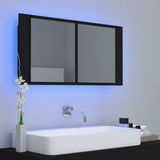 NNEVL LED Bathroom Mirror Cabinet Black 90x12x45 cm