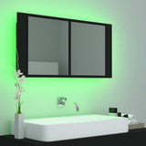 NNEVL LED Bathroom Mirror Cabinet Black 90x12x45 cm