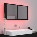 NNEVL LED Bathroom Mirror Cabinet Black 90x12x45 cm