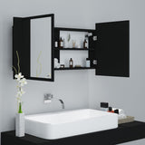 NNEVL LED Bathroom Mirror Cabinet Black 90x12x45 cm