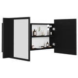 NNEVL LED Bathroom Mirror Cabinet Black 90x12x45 cm
