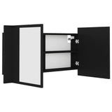 NNEVL LED Bathroom Mirror Cabinet Black 90x12x45 cm