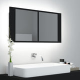 NNEVL LED Bathroom Mirror Cabinet Black 90x12x45 cm