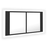 NNEVL LED Bathroom Mirror Cabinet Grey 90x12x45 cm