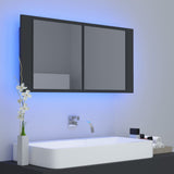 NNEVL LED Bathroom Mirror Cabinet Grey 90x12x45 cm