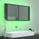 NNEVL LED Bathroom Mirror Cabinet Grey 90x12x45 cm