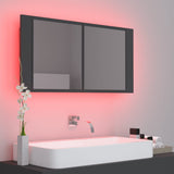 NNEVL LED Bathroom Mirror Cabinet Grey 90x12x45 cm