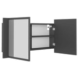 NNEVL LED Bathroom Mirror Cabinet Grey 90x12x45 cm
