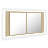NNEVL LED Bathroom Mirror Cabinet Sonoma Oak 90x12x45 cm