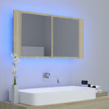 NNEVL LED Bathroom Mirror Cabinet Sonoma Oak 90x12x45 cm
