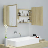 NNEVL LED Bathroom Mirror Cabinet Sonoma Oak 90x12x45 cm