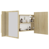 NNEVL LED Bathroom Mirror Cabinet Sonoma Oak 90x12x45 cm
