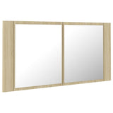 NNEVL LED Bathroom Mirror Cabinet Sonoma Oak 90x12x45 cm