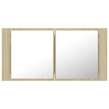 NNEVL LED Bathroom Mirror Cabinet Sonoma Oak 90x12x45 cm