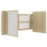 NNEVL LED Bathroom Mirror Cabinet Sonoma Oak 90x12x45 cm