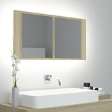 NNEVL LED Bathroom Mirror Cabinet Sonoma Oak 90x12x45 cm