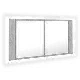 NNEVL LED Bathroom Mirror Cabinet Concrete Grey 90x12x45 cm