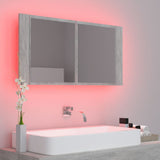 NNEVL LED Bathroom Mirror Cabinet Concrete Grey 90x12x45 cm
