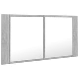 NNEVL LED Bathroom Mirror Cabinet Concrete Grey 90x12x45 cm
