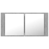 NNEVL LED Bathroom Mirror Cabinet Concrete Grey 90x12x45 cm