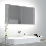 NNEVL LED Bathroom Mirror Cabinet Concrete Grey 90x12x45 cm