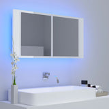 NNEVL LED Bathroom Mirror Cabinet High Gloss White 90x12x45 cm
