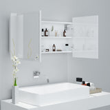NNEVL LED Bathroom Mirror Cabinet High Gloss White 90x12x45 cm