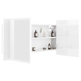 NNEVL LED Bathroom Mirror Cabinet High Gloss White 90x12x45 cm