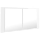 NNEVL LED Bathroom Mirror Cabinet High Gloss White 90x12x45 cm
