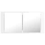 NNEVL LED Bathroom Mirror Cabinet High Gloss White 90x12x45 cm