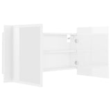NNEVL LED Bathroom Mirror Cabinet High Gloss White 90x12x45 cm