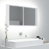 NNEVL LED Bathroom Mirror Cabinet High Gloss White 90x12x45 cm