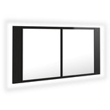 NNEVL LED Bathroom Mirror Cabinet High Gloss Black 90x12x45 cm