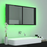 NNEVL LED Bathroom Mirror Cabinet High Gloss Black 90x12x45 cm