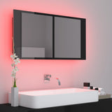 NNEVL LED Bathroom Mirror Cabinet High Gloss Black 90x12x45 cm