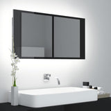 NNEVL LED Bathroom Mirror Cabinet High Gloss Black 90x12x45 cm