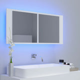 NNEVL LED Bathroom Mirror Cabinet White 100x12x45 cm