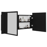 NNEVL LED Bathroom Mirror Cabinet Black 100x12x45 cm
