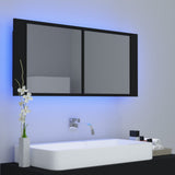 NNEVL LED Bathroom Mirror Cabinet Black 100x12x45 cm