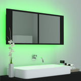 NNEVL LED Bathroom Mirror Cabinet Black 100x12x45 cm