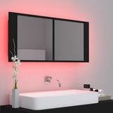 NNEVL LED Bathroom Mirror Cabinet Black 100x12x45 cm