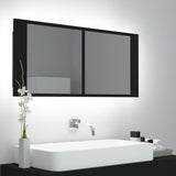 NNEVL LED Bathroom Mirror Cabinet Black 100x12x45 cm