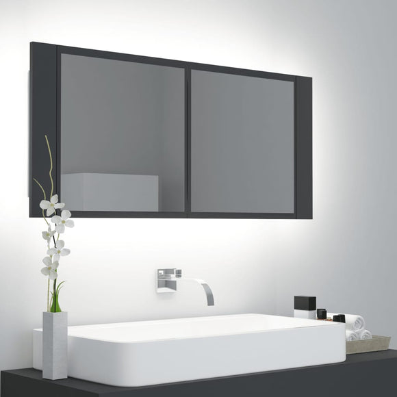 NNEVL LED Bathroom Mirror Cabinet Grey 100x12x45 cm