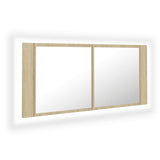 NNEVL LED Bathroom Mirror Cabinet Sonoma Oak 100x12x45 cm