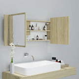 NNEVL LED Bathroom Mirror Cabinet Sonoma Oak 100x12x45 cm