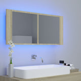 NNEVL LED Bathroom Mirror Cabinet Sonoma Oak 100x12x45 cm