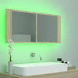 NNEVL LED Bathroom Mirror Cabinet Sonoma Oak 100x12x45 cm