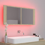 NNEVL LED Bathroom Mirror Cabinet Sonoma Oak 100x12x45 cm