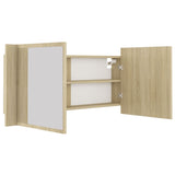 NNEVL LED Bathroom Mirror Cabinet Sonoma Oak 100x12x45 cm