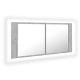 NNEVL LED Bathroom Mirror Cabinet Concrete Grey 100x12x45 cm